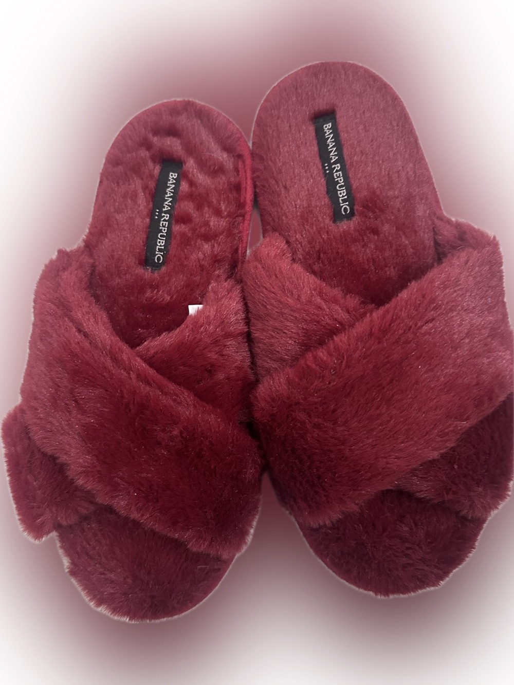 Banana Republic Women's Wine Faux Fur Crisscross Slide Slippers